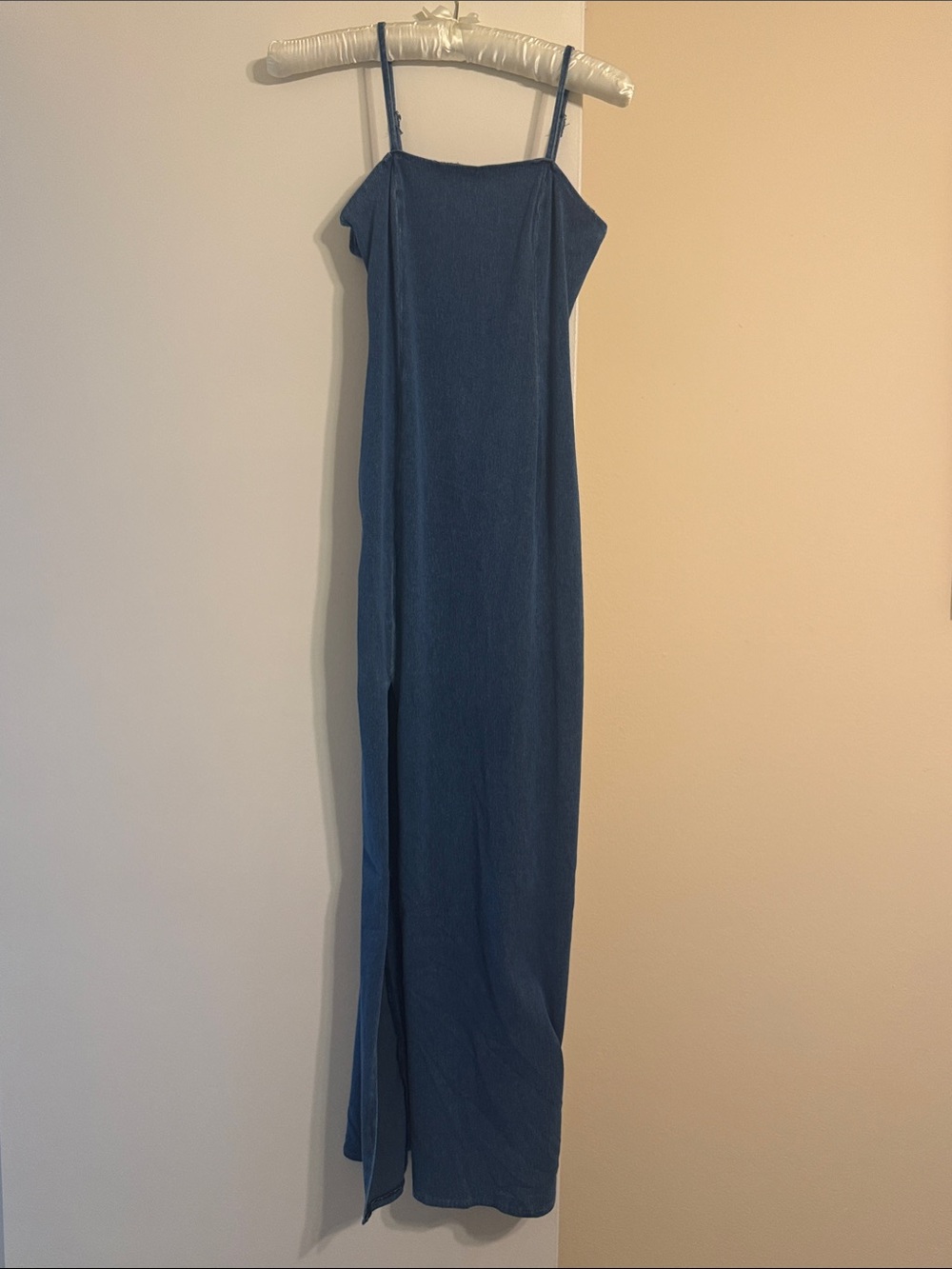 Blue Spaghetti-Strap Maxi Dress